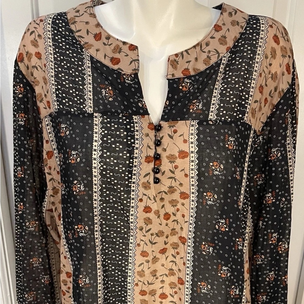 Zanzea Collection Cotton Pullover Tunic Top Womens Size XXXL Black Beige Orange - Picture 2 of 7